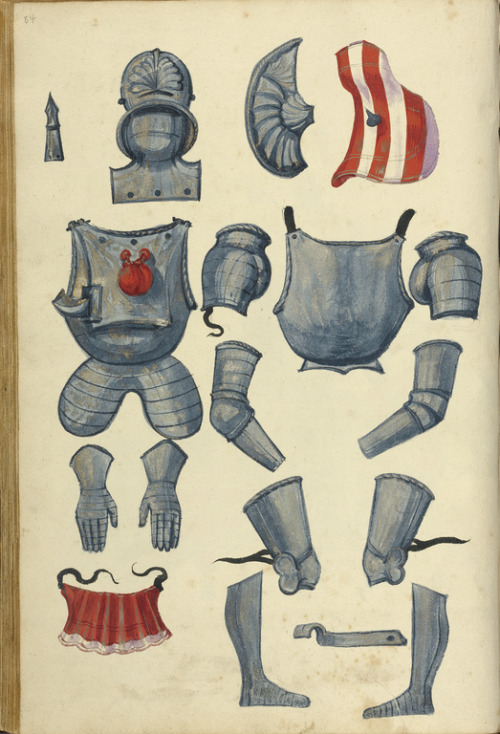 Tournament book, drawings of armor, 1560-1570. Augsburg, Germany. Via Getty Museum