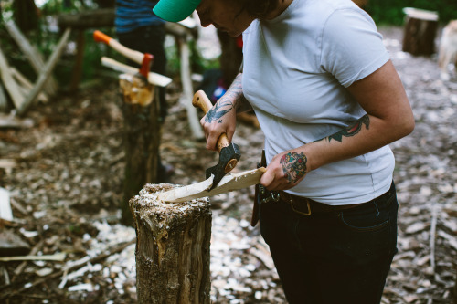 Spoon carving with Hatchet + Bear Summer Camp at Fforest