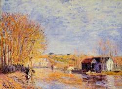 impressionism-art-blog: High Waters at Moret sur Loing via Alfred SisleySize: 54x75 cmMedium: oil on canvas