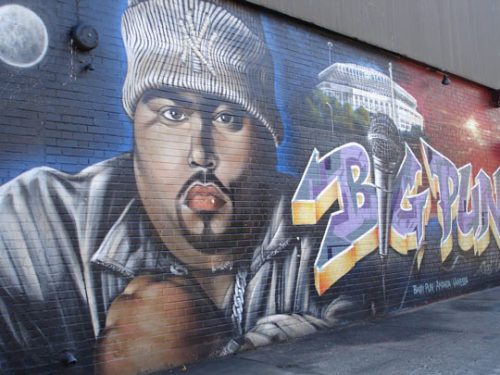 Murals of Big Pun, Eazy E, Mac Dre, J Dilla, Jam Master Jay, Big L, Guru, 2pac, Biggie &amp; Ol&rsqu