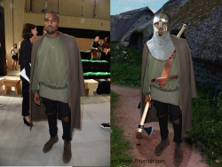 tt-vision:  phillikestuff:  Kanye dressed as a level 1 RPG character  the kanye quest