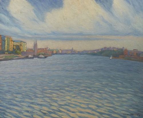 Rålambshov , Stockholm   -   Carl KaldénSwedish, 1877-1963Oil on panel ,46 x 55 cm.