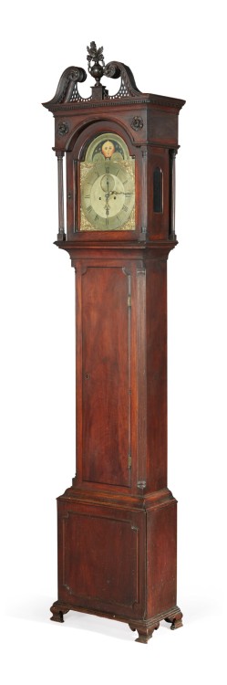 Chippendale Carved and Figured Mahogany Tall Case Clock, case attributed to George Pickering (w.1773