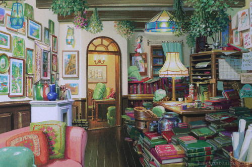 ca-tsuka:  Ghibli Museum illustrated postcards by Noboru Yoshida (art director on Ponyo, Howl’s Moving Castle, Arietty …).