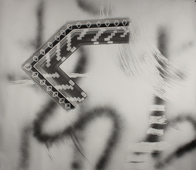 [[MORE]]Sleeve Weave, 44 x 51 in., Graphite on Paper, 2014
“
Airbrushed, Screen printed and Hand drawn Graphite
”
Saltillo Plane , Graphite on Paper, 30 x 26 x 1.5 in., 2014
T. Keeper Passage, Graphite on Paper, 15 x 10 x 1.5 in., 2014
Tlaloc Talk...