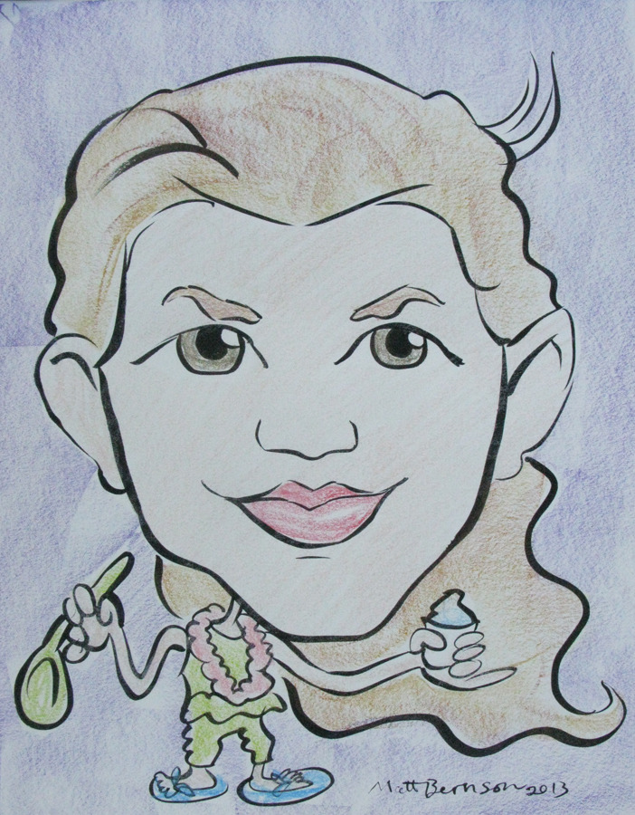 Caricatures by Matt Bernson.   Drawn at Dairy Delight, Malden, MA on 25 Aug 2013.