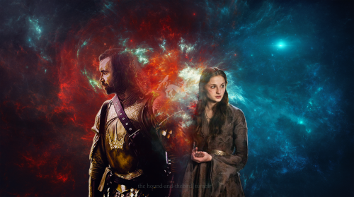 thehound-and-thebird:  Clegane’s Fire and Sansa’s Calm. SanSan FanArt by: thehound-and-thebirdStock: Absolute Magnitude by zummerfish of DeviantArt *in celebration of me 2000th post :P* 