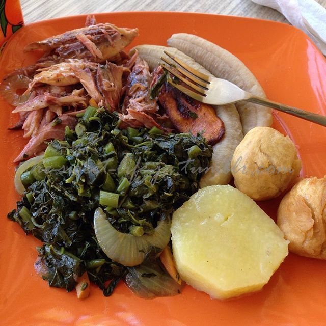 THE SWEET LIFE, JA — Salt Mackerel & Callaloo served with Boiled...
