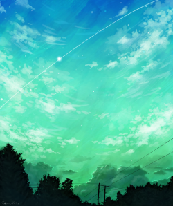 cosmos-kitty:  Sometimes I end up staying up late drawing so I go out to see the ISS go past overhead, one recent morning was so breathtaking I had to draw it (ﾟヮﾟ)Facebook | Instagram | Store | Commissions 