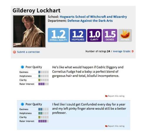 cryoboyfriends: doctorwhodisney: Hogwarts’ teacher’s reviews by Pottermore Most of the r