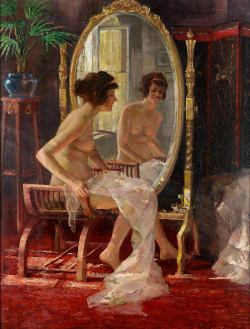 Oumbertos Argyros (Greek, 1882-1967). Boudoir reflection. 