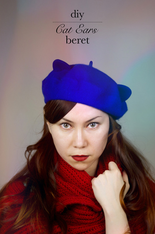 DIY Easy Cat Ears Beret Tutorial and Pattern from Fashionrolla. Create a a unique beret by adding fe
