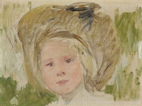 Sketch of Head of a Girl in a Hat with a Black Rosette, Mary Cassatt. (1844 - 1926)