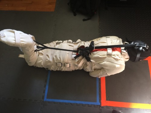 tallglassofoj: @armypup86 needed a “study buddy” which was code for “I’m going to keep you strapped into your canvas straitjacket suit all day and there’s nothing you can do about it”.  Not pictured: the orange jumpsuit I was forced to