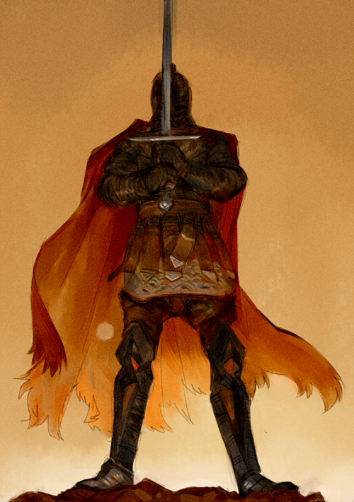 lordranandbeyond: Patreon reward sketch of a Drangleic knight by @baruyon!