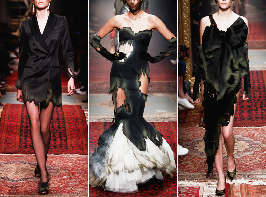 agentqarter:  moschino’s burned dresses | f/w 2016 