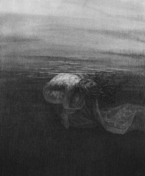 jennakass:  Salt to the Sea Graphite on bristol, 5″x6″ by Jenna Kass Done for the Month 