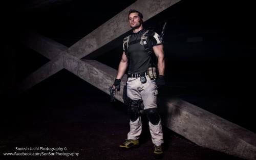 matthew-fiendman:  takeandfake:  Chris Redfield cosplayer (Chris Mason).  I also included one of him as Spartacus because his chest is just…well…good gawd dayum!! Facebook:   King Of The North Cosplays   https://twitter.com/ChrisMason316  Break