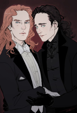 DERLAINE AND I DID THIS GROSS COLLAB FOR VAMPIRE!HIDDLEBATCH because of these recent photos here and here and a long weird IM convo I did the first inks and then derlaine fixed tom&rsquo;s face and then we both did color versions and you should check