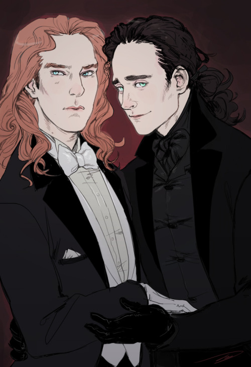 DERLAINE AND I DID THIS GROSS COLLAB FOR VAMPIRE!HIDDLEBATCH because of these recent photos here and here and a long weird IM convo I did the first inks and then derlaine fixed tom’s face and then we both did color versions and you should check