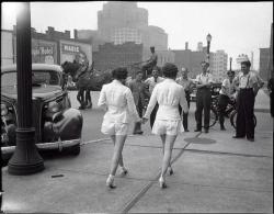 the-devil-loves-chanel:  In 1937, two women wore shorts out in public for the first time. They drew a huge amount of male attention and caused a car accident. 