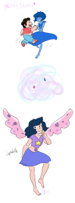 2mummuart:  I finally got to finish my Lapis and Steven fusion! according to Anon’s suggestion I named them Lepidolite! ♥I figure they’d be a very cheerful and lovely gem, and their wings would possess the power of healing like Rose’s tears or