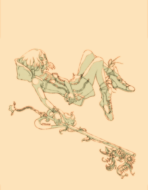 nyankoe:finished the line art and added her keyblade!