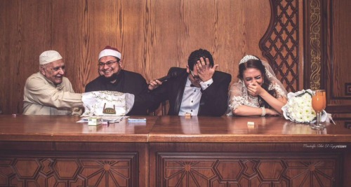 saudi-on-a-journey3:An Egyptian couple burst into laughter during their wedding ceremony.
