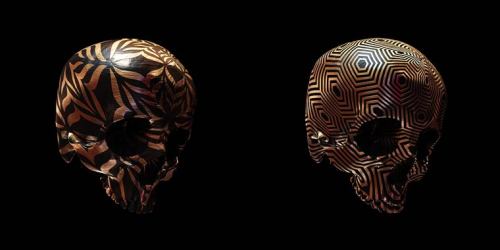 asylum-art-2:     	 		 						 							 					Skulls – Beautiful decorated skulls by Billy Bogiatzoglou  					The Hope You Like Skulls series of British designer Billy Bogiatzoglou, aka Billelis,  who imagined 50 skulls engraved with patterns inspired