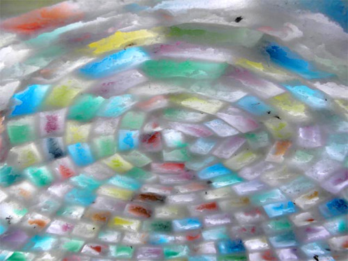  Daniel Gray and Kathleen Starrie - An igloo constructed out of milk cartons filled with colored water and frozen  