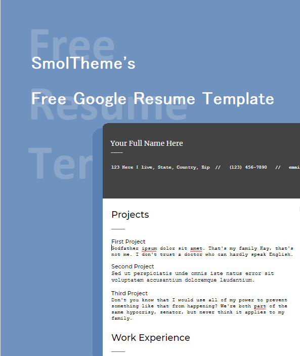 google resume template