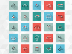 trendgraphy:  50 Flat Transport Icons by