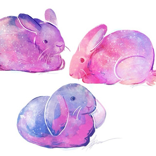 Adorable little buns! 💕  #rabbits #galaxy #art #buns #cute #animals #cutebunnys