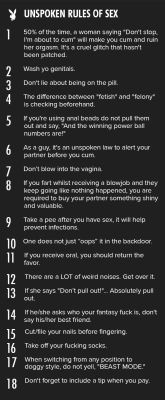 nudiarist2:  18 Unspoken Rules of Sex | Playboy http://www.playboy.com/articles/unspoken-rules-of-sex(via 18 Unspoken Rules of Sex | Playboy) 