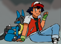 another-rxad: The bond between an Aura Guardian and their Lucario is a very special thing. Art reference credit. 