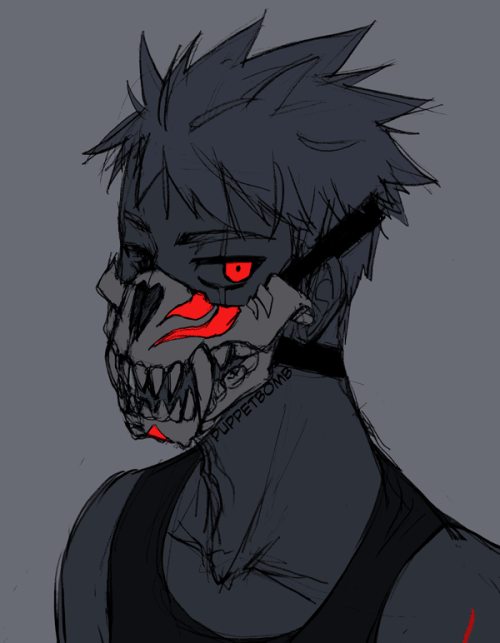 Rare reblog from my main.Kakashi’s mask for a competition in dance AU, based off of his ANBU m