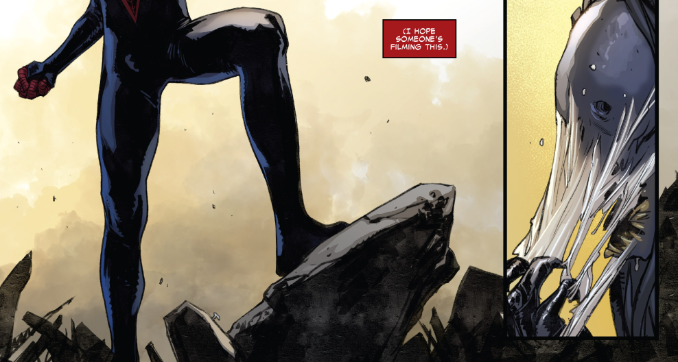 misterjjjcomics:  I hope someone’s filming this.Miles vs. Blackheart from Spider-Man