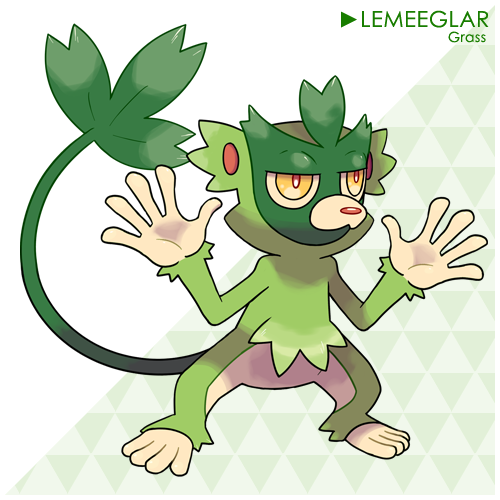 fantasticfakemon:  Lemeeni —&gt; Lemeeglar —&gt; Primasham Grass, Grass,