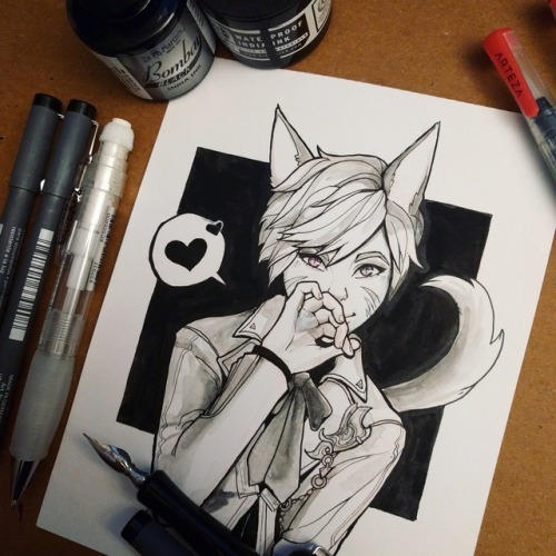 Inktobers 5-8! (Long, Sword, Shy, Crooked)Materials used: Strathmore 300 series Bristol paper (Cut t
