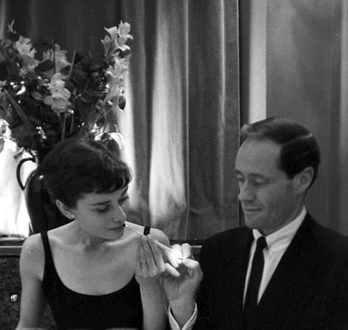 parisianclass:missingaudrey: Audrey Hepburn and husband Mel Ferrer in Paris, France, on March, 1955 