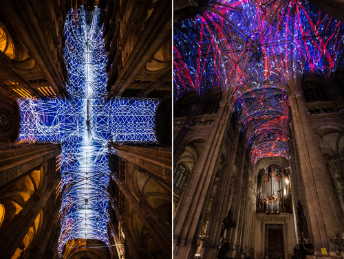 thedesigndome: Constellation of Lasers Project On The Ceiling Of An Ancient Church Paris-based insta