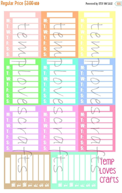 TLC is ONE SALE 11 Pastel Weekly Trackers for Erin Condren Life Planner, happy planner or any planne