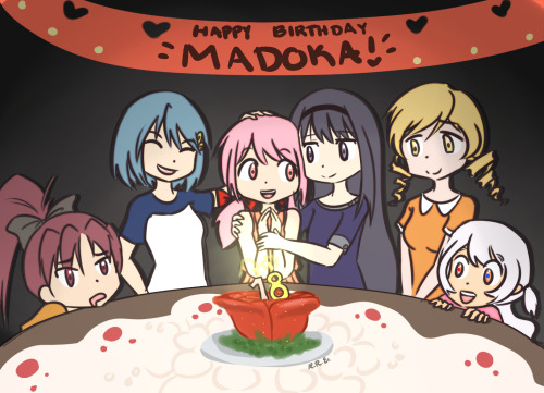 homura-chu:not now kyubey…Happy Birthday Madoka! c: