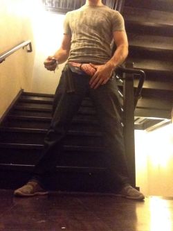 exposedhotguys:  Me Stripping in a Hotel Stairwell To see more of my exhibitionist adventures CLICK HERE!!!!! exposedhotguys.tumblr.com  This guy! Damn!