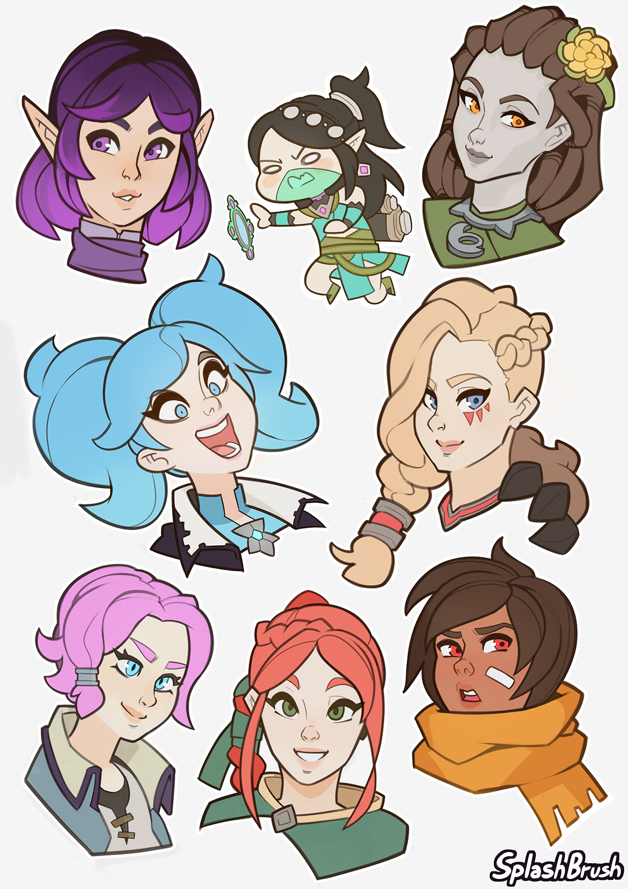 splashbrush:  practicing heads