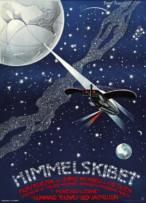 A Trip to Mars (1918). Danish poster by Ernst Åkerbladh.