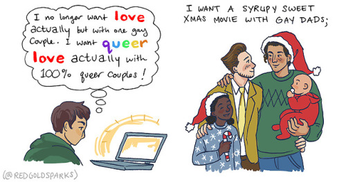 redgoldsparks: When will I get to watch “Queer Love Actually”??? A comic I wrote ov