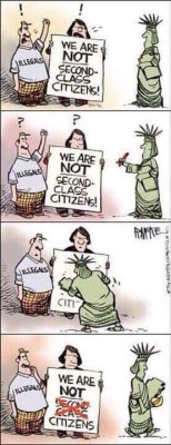 cheshireinthemiddle: veryrarelystable: I’m not an American, but isn’t this the exact opposite of what the Statue of Liberty actually says?  “Give me your tired, your poor…”? Yes, and they took the proper actions to become citizens.  Those