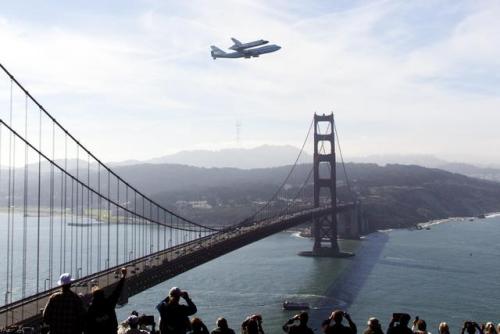 Space Shuttle assisted flyover Golden Gate Bridge, four years ago today