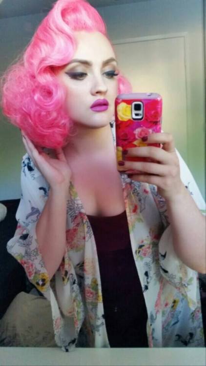 disneylandsprincess:  Hair by His Vintage Touch Hairstyling & makeup by Micheline Pitt (except the purple lipstick because I had to replace after eating ^_^) for Pinup Girl Clothing today!